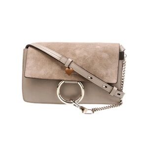 Taupe Suede Faye Designer Inspired Shoulder Crossbody Bag